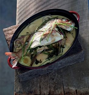 Whole snapper in celeriac milk (Mercan buğulama)