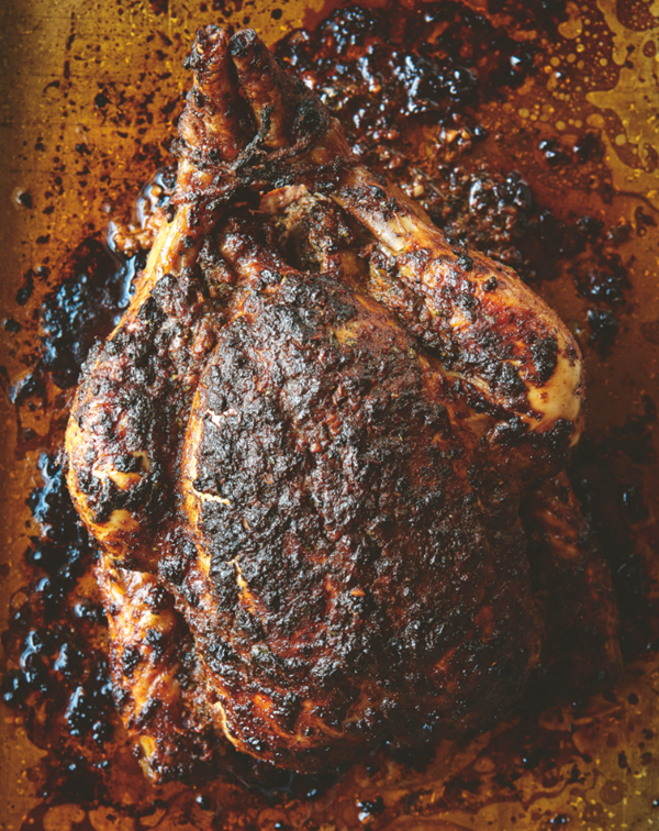 Whole tandoori-style chicken