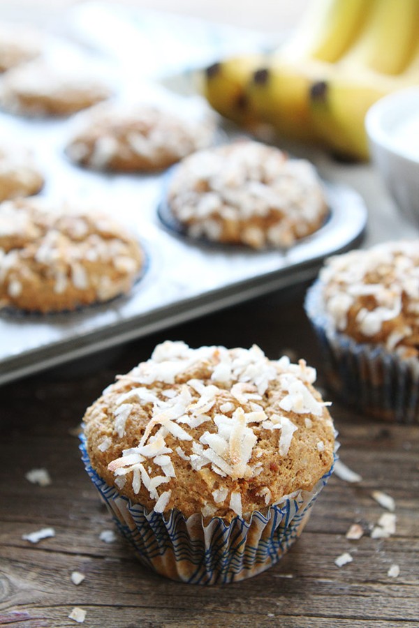 Whole wheat banana coconut muffins