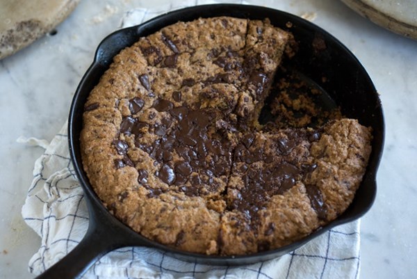 Whole wheat chocolate chip skillet cookie