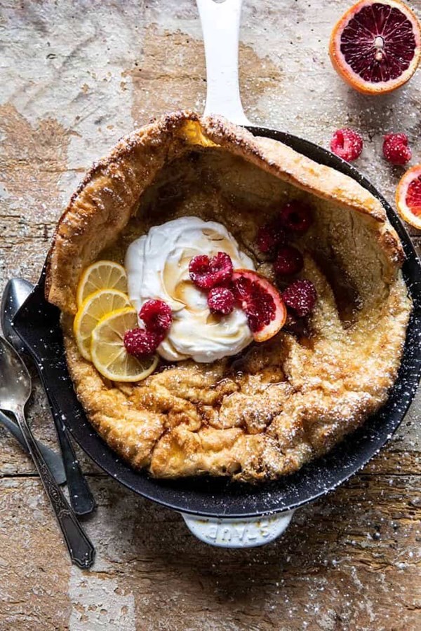 Whole wheat Dutch baby with Meyer lemon whipped ricotta