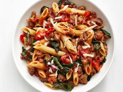 Whole-wheat pasta with sausage and Swiss chard