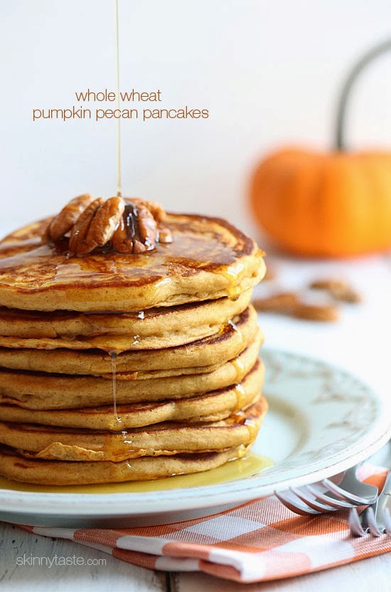 Whole wheat pumpkin pecan pancakes