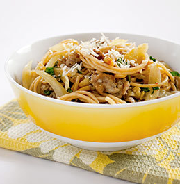Whole-wheat spaghetti with Italian sausage and fennel