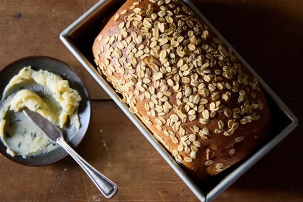 Whole wheat walnut bread with whipped thyme butter