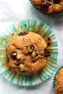 Whole wheat zucchini chocolate chip muffins