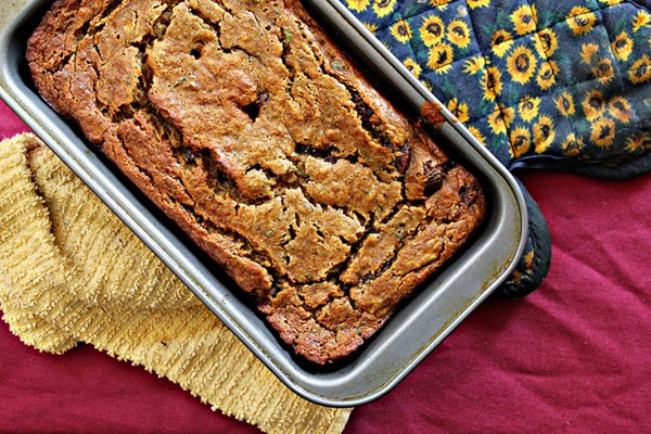 Whole wheat zucchini chocolate chip banana bread