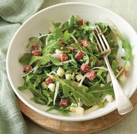 Wild arugula salad with salami picante and pecorino