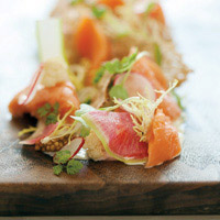 Wild B.C. salmon salad with "ranch dressing," pickled cauliflower & crispy rye toast