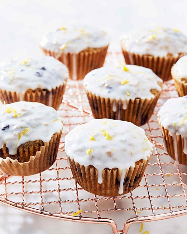 Wild-blueberry spelt-oat muffins