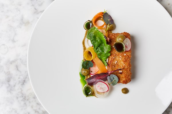 Wild boar croquette with pickled vegetables
