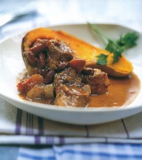 Wild boar with red beans and sour plums