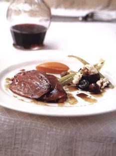 Wild duck with root vegetable purée, walnuts, celery and grapes