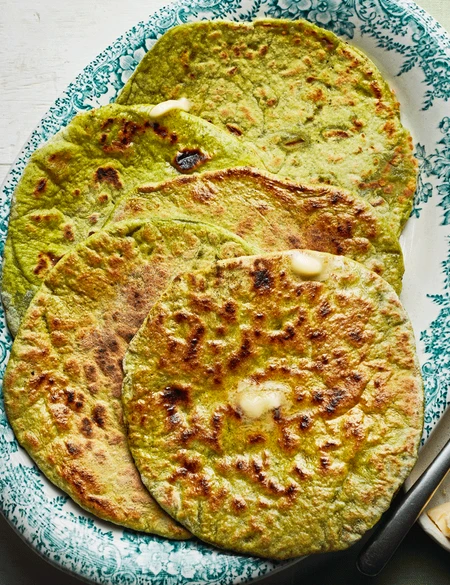 Wild garlic and cheddar flatbreads