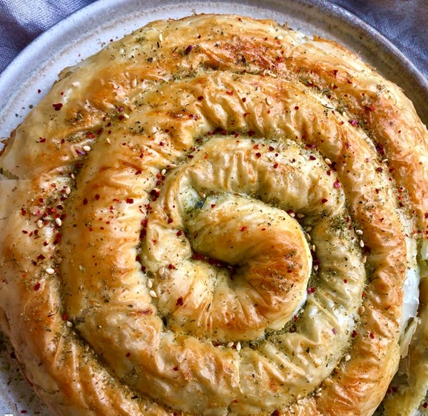Wild garlic and cheese börek