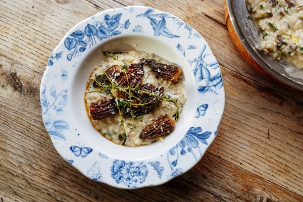 Wild garlic and morel risotto