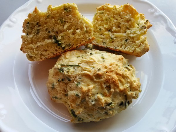 Wild garlic chives and ground ivy drop biscuits
