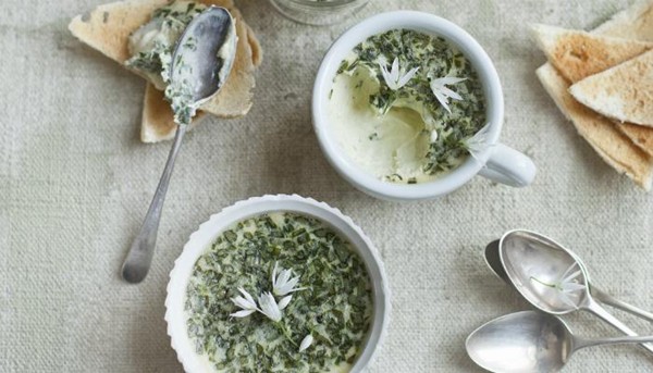 Wild garlic custards