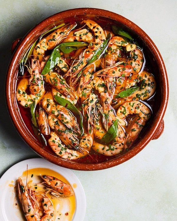 Wild garlic gambas pil pil