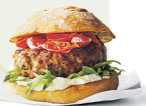 Wild garlic lamb burgers with feta & rocket
