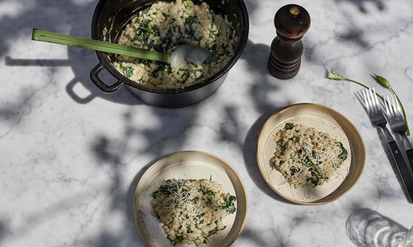 Wild garlic orzotto