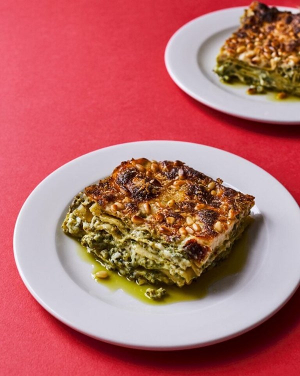Wild garlic pesto lasagne 