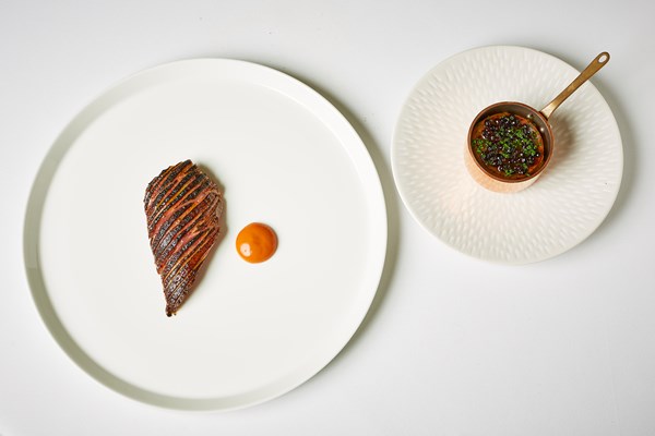 Wild Hampshire mallard with rosehip and a swede and hazelnut hotpot