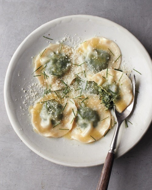 Wild herb ravioli
