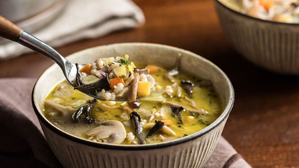 Wild mushroom and barley soup