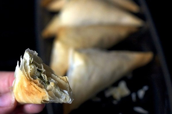 Wild mushroom and blue cheese triangles