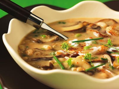 Wild mushroom and navy bean soup