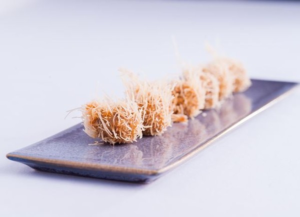 Wild mushroom and roast garlic 'tumbleweeds'