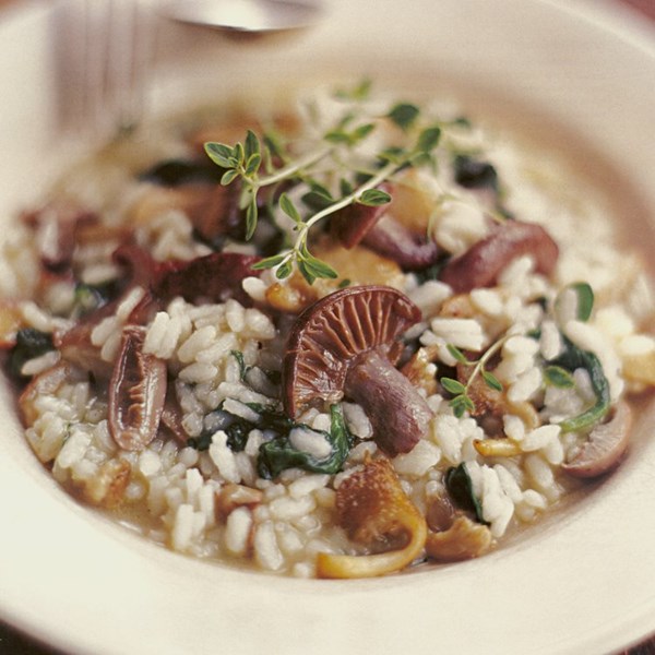 Wild mushroom and spinach risotto