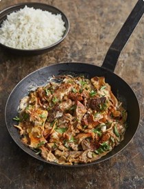Wild mushroom and venison stroganoff for two lucky people