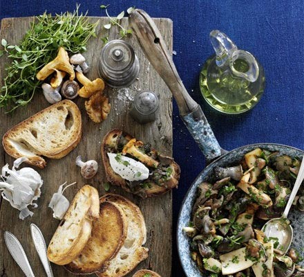 Wild mushroom crostini with goat's curd
