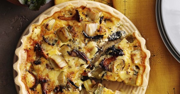 Wild mushroom, leek and Stichelton tart