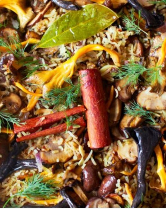 Wild mushroom pilau