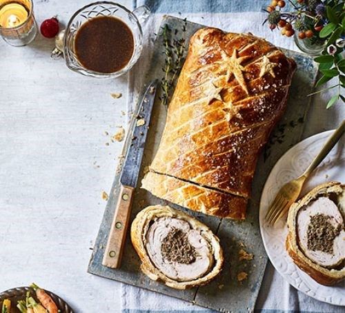 Wild mushroom, Port & thyme turkey Wellington