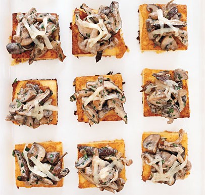 Wild mushroom ragout on crispy polenta with Comté cheese