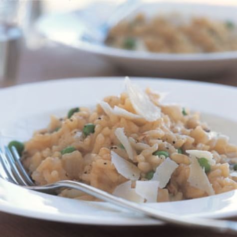 Wild mushroom risotto with peas