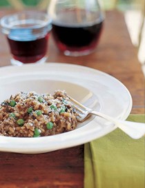 Wild mushroom risotto with peas