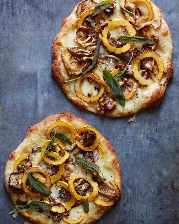 Wild mushroom roasted squash pizza