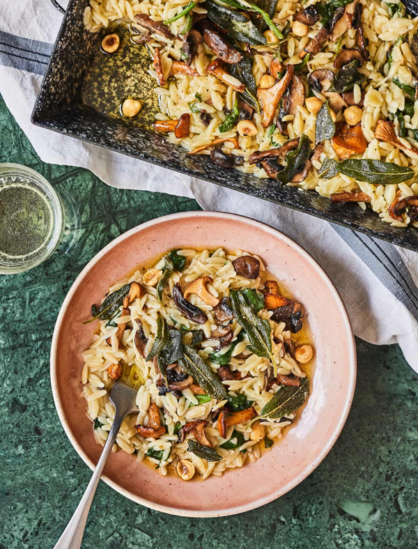 Wild mushroom, spinach and hazelnut orzotto