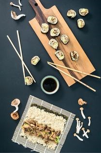 Wild mushroom sushi