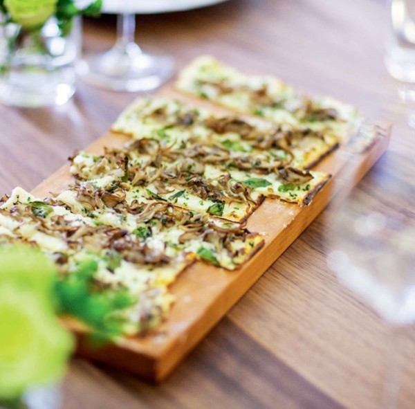 Wild mushroom tarte flambé
