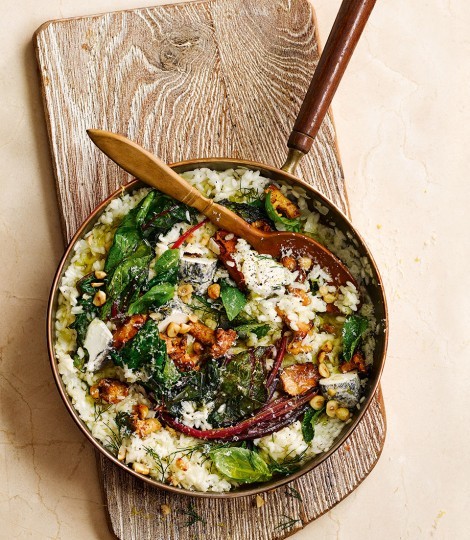 Wild mushrooms, chard and goat's cheese risotto