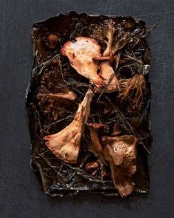 Wild mushrooms cooked on local seaweed