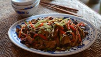 Wild mushrooms wok-tossed with cured pork