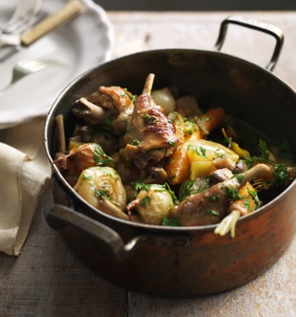 Wild rabbit stew braised in Burton Upon Trent ale, turnips, and carrots