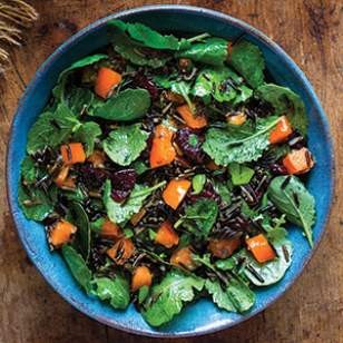 Wild rice & baby kale salad with persimmons